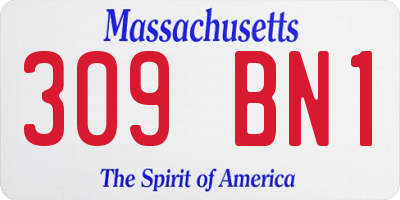 MA license plate 309BN1
