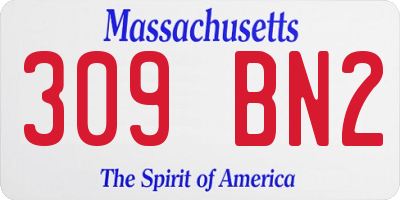 MA license plate 309BN2