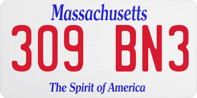 MA license plate 309BN3