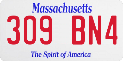 MA license plate 309BN4