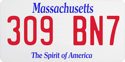 MA license plate 309BN7