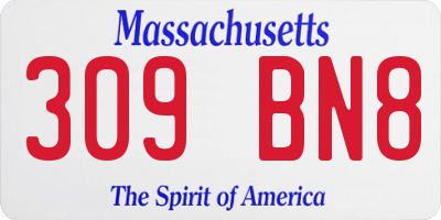 MA license plate 309BN8