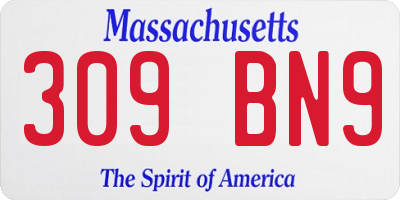 MA license plate 309BN9