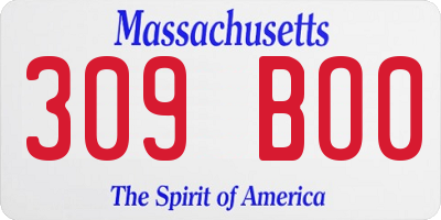 MA license plate 309BO0