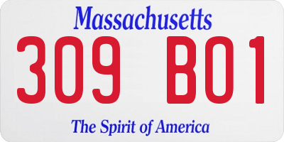 MA license plate 309BO1