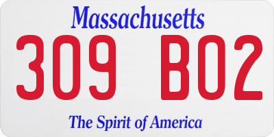 MA license plate 309BO2