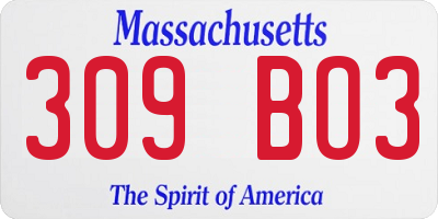 MA license plate 309BO3