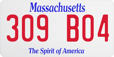 MA license plate 309BO4