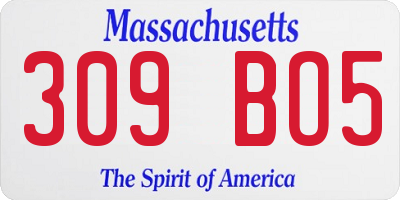 MA license plate 309BO5