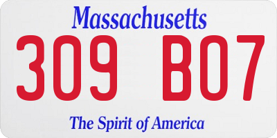 MA license plate 309BO7