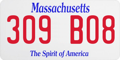 MA license plate 309BO8