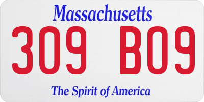 MA license plate 309BO9