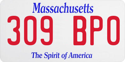 MA license plate 309BP0