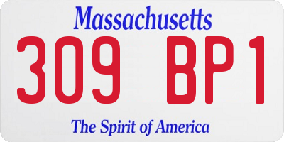 MA license plate 309BP1