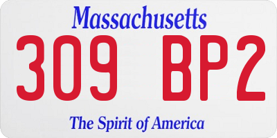 MA license plate 309BP2