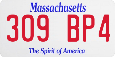 MA license plate 309BP4