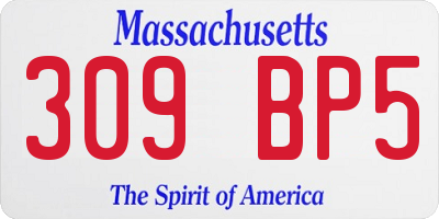 MA license plate 309BP5