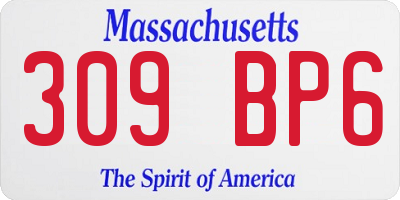 MA license plate 309BP6