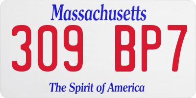 MA license plate 309BP7