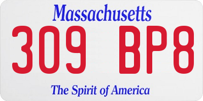MA license plate 309BP8