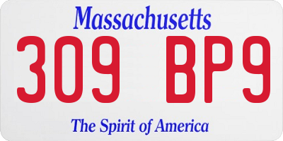 MA license plate 309BP9
