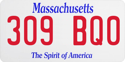 MA license plate 309BQ0