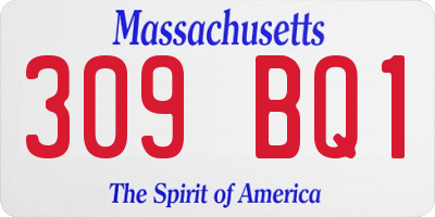 MA license plate 309BQ1