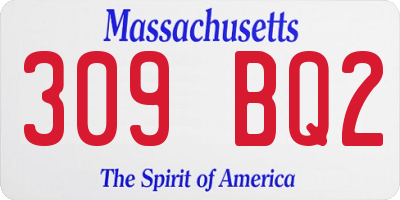 MA license plate 309BQ2