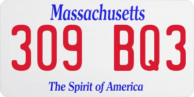 MA license plate 309BQ3