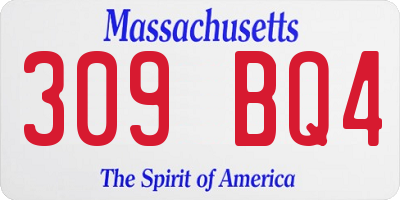 MA license plate 309BQ4