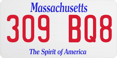 MA license plate 309BQ8
