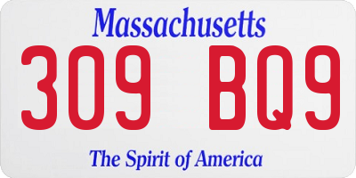 MA license plate 309BQ9