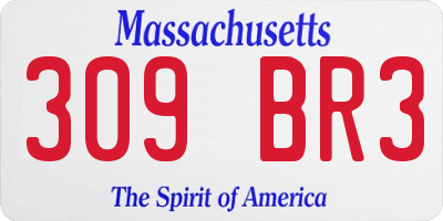 MA license plate 309BR3