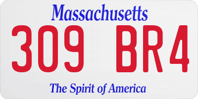 MA license plate 309BR4