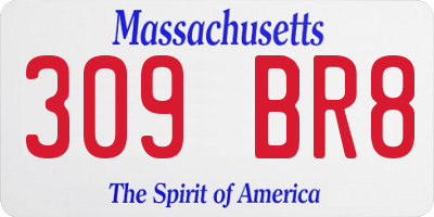 MA license plate 309BR8