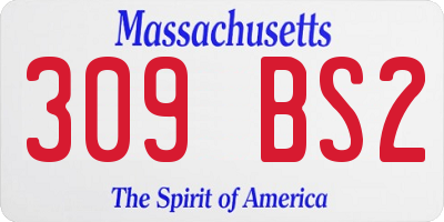 MA license plate 309BS2