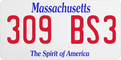 MA license plate 309BS3