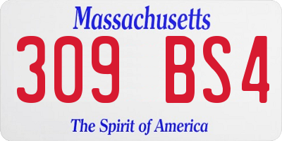 MA license plate 309BS4