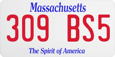 MA license plate 309BS5