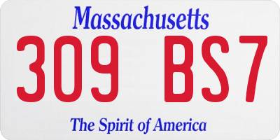 MA license plate 309BS7