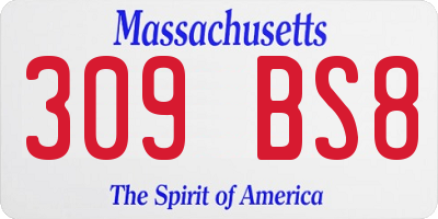 MA license plate 309BS8