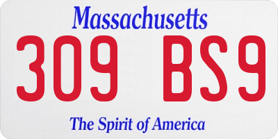 MA license plate 309BS9