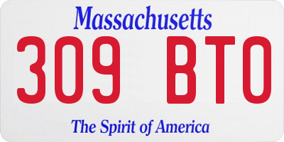 MA license plate 309BT0