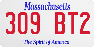 MA license plate 309BT2