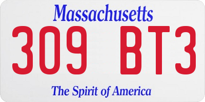 MA license plate 309BT3