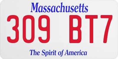MA license plate 309BT7