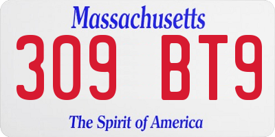 MA license plate 309BT9