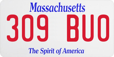 MA license plate 309BU0