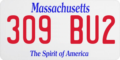 MA license plate 309BU2