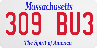 MA license plate 309BU3